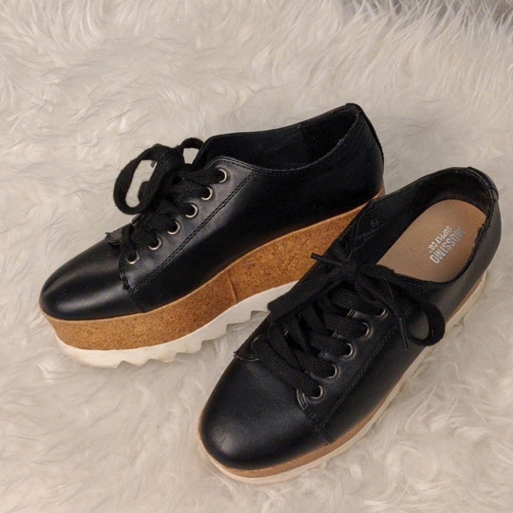 Chloe Style Black Platform Loafers Size 6.5